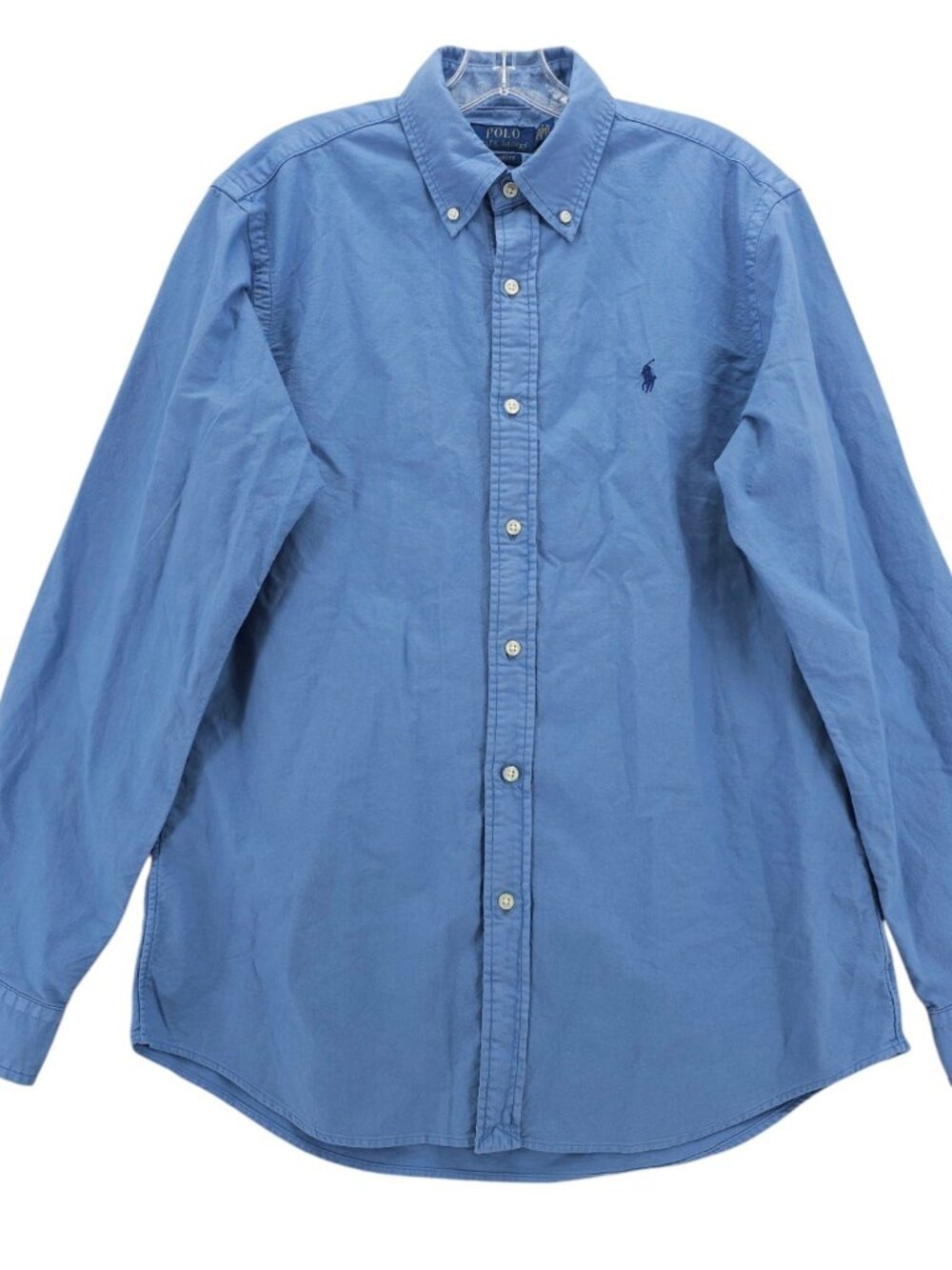 POLO RALPH LAUREN Blue Garment Dyed Oxford Shirt Classic Fit Pony Logo MEDIUM